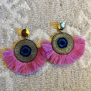 J. Crew fan statement earrings sun drenched peony
